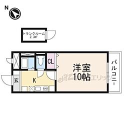 十一屋ブラウンシュガービル 1Kの間取図画像