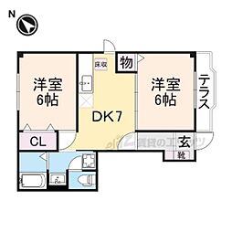 ウィステリア 2DKの間取図画像