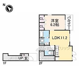 エバーアベニュー 1LDKの間取図画像