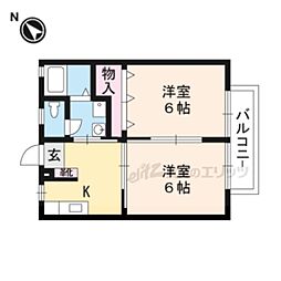 ハイツ田園 2DKの間取図画像