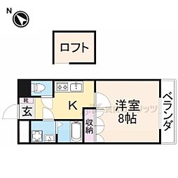 オルガ21 1Kの間取図画像