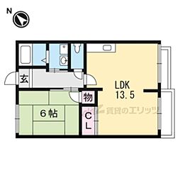 アネックス・モリヤマA 1LDKの間取図画像