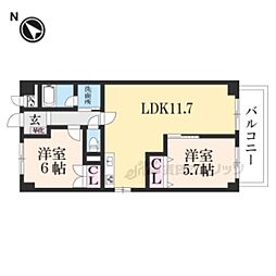 マノワール内貴 2LDKの間取図画像
