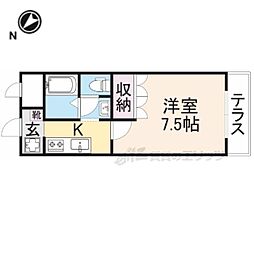 オアシスコート京町 1Kの間取図画像