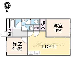 フラットフィールド 2LDKの間取図画像