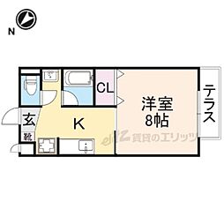 サープラス1ハピネスB 1Kの間取図画像