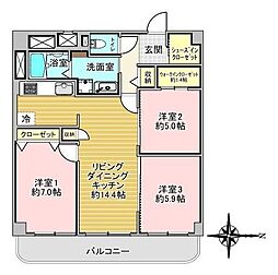 中島公園ハウス 3LDKの間取図画像