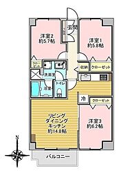 シャルム北4条 3LDKの間取図画像