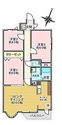 朝日プラザ南白石 3LDKの間取図画像
