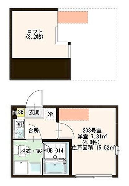 La Scena 203｜東京都板橋区三園１丁目(賃貸アパート1R・2階・15.52㎡)の写真 その2
