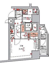 ハーモニーレジデンス東京イーストコア#004 11階1Kの間取り