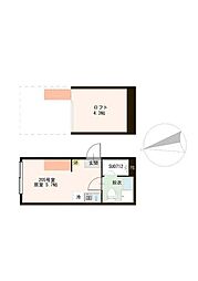 Aurora Fujimidai 205 2階ワンルームの間取り