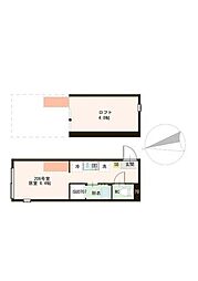 Aurora Fujimidai 206 2階ワンルームの間取り