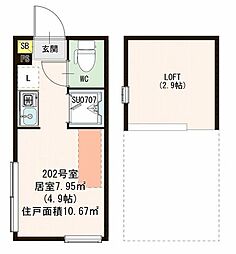 ハーモニーテラス板橋4 ワンルームの間取図画像