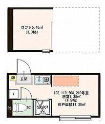 ハーモニーテラス西ヶ原3 ワンルームの間取図画像