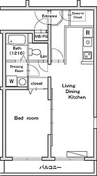 ヴィータローザ新江古田 1LDKの間取図画像