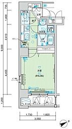 メインステージ上野 1Kの間取図画像