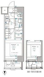 dips野方RESIDENCE 1Kの間取図画像