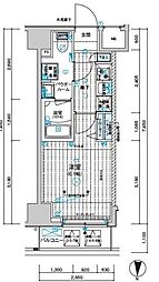 メインステージ千住中居町 1Kの間取図画像