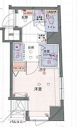 フォルトゥナ文京後楽園 1Kの間取図画像