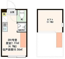 ハーモニーテラス桜上水3 ワンルームの間取図画像