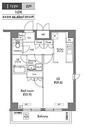プラウドフラット早稲田 1LDKの間取図画像