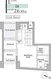 プライムガーデン駒沢大学 ワンルームの間取図画像