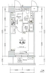 XEBECIkegami 1Kの間取図画像