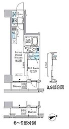 PrimeBliss東中野駅前 1LDKの間取図画像