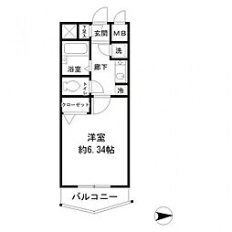 RESIDIA新中野 1Kの間取図画像