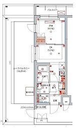 ハーモニーレジデンス川崎中丸子シティフロント 1DKの間取図画像