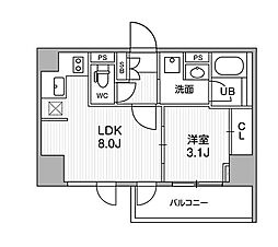 シーズンフラッツ大井町 1DKの間取図画像