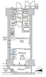 パークアクシス新宿西落合 1DKの間取図画像