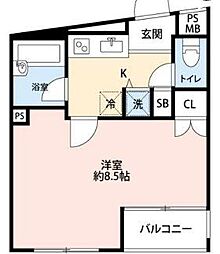 PalaisHomes大岡山 1Kの間取図画像