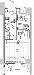 PREMIUMCUBE大井町#mo ワンルームの間取図画像