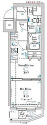 ラフィスタ品川戸越 1DKの間取図画像