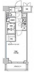 ハーモニーレジデンス東京イーストサイド 1Kの間取図画像