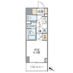 プランドール水天宮 1Kの間取図画像