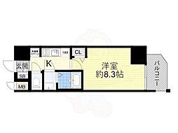 プレサンス谷町九丁目駅前 1Kの間取図画像