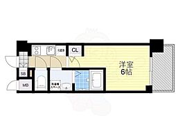 エスリードザ・グレア大阪 1Kの間取図画像