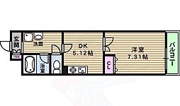 メディオ国分町 1DKの間取図画像