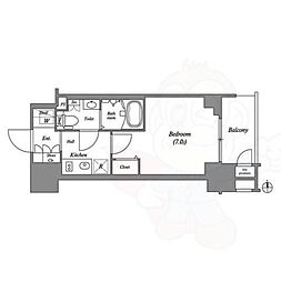 WORLDEYE大阪城EASTADVANCE 1Kの間取図画像