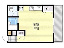 近鉄大阪線 布施駅 徒歩2分の賃貸マンション 5階ワンルームの間取り