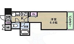 エステムコート大阪城南2 1Kの間取図画像