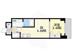 クローバー・グランデ今里 1DKの間取図画像