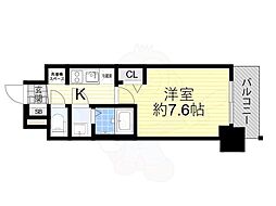 プレサンス玉造ザ・ライブ 1Kの間取図画像