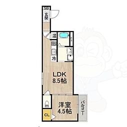 メゾンボヌス 1LDKの間取図画像