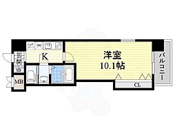Luxe天王寺 1Kの間取図画像