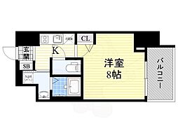 レジュールアッシュ天王寺舟橋 1Kの間取図画像
