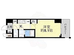 プレサンス谷町九丁目駅前 1Kの間取図画像